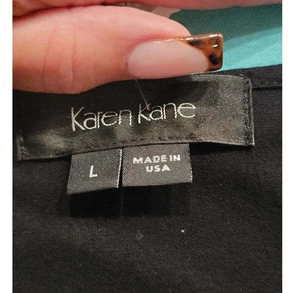 Karen Kane Black Ruffle Shoulder Surplice V-Neck Sleeveless Wrap Top Large - Picture 5 of 5